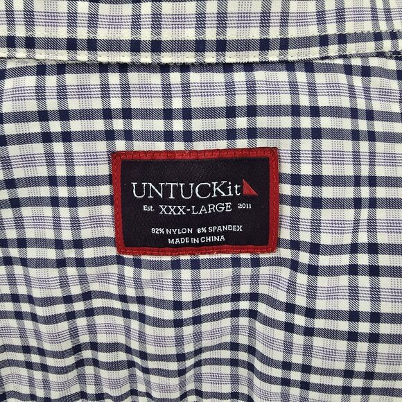 UNTUCKit Prunier Blue Check Short Sleeve Shirt Men's XXXL - Picture 4 of 6